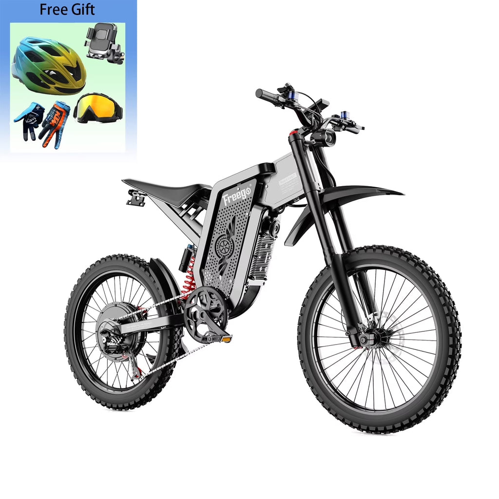 6000W(Peak) Motor 60V/35Ah Battery, Freego X2Pro Electric Motorcycle for Adults, Electric Bike  50MPH/7 Speed Off Road Electric Bicycle,19x2 Full Suspension/Four-Piston Hydraulic Brake UL2849MTB