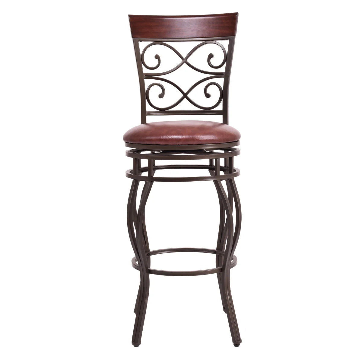 Set of 2 Vintage Bar Stools Swivel Padded Seat 30'' Bistro Dining Kitchen Pub Chair High Back