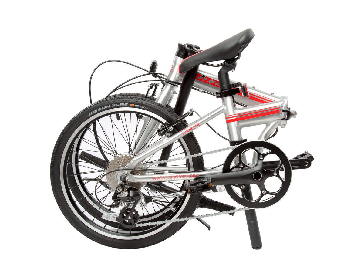 ZiZZO Liberte 8-Speed 20" Wheel, Aluminum Folding Road Bicycle for All Genders, Silver and Red