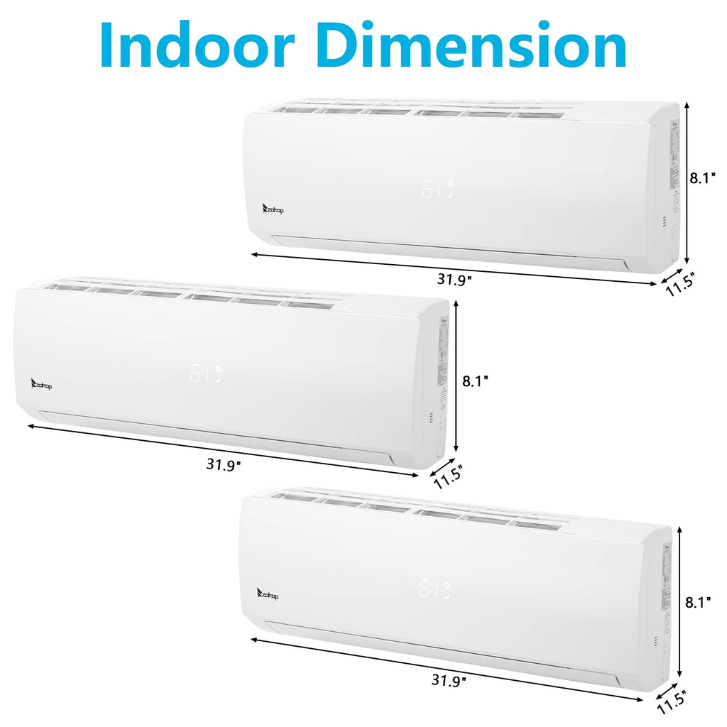Ktaxon 2 Zone 9000 + 9000 BTU WIFI Mini Split AC/Heating System, 19 SEER2 Dual Zone 18000 BTU Ductless Split Air Conditioner with Pre-Charged Condenser, Heat Pump & 25Ft Installation Kit, 208-230V