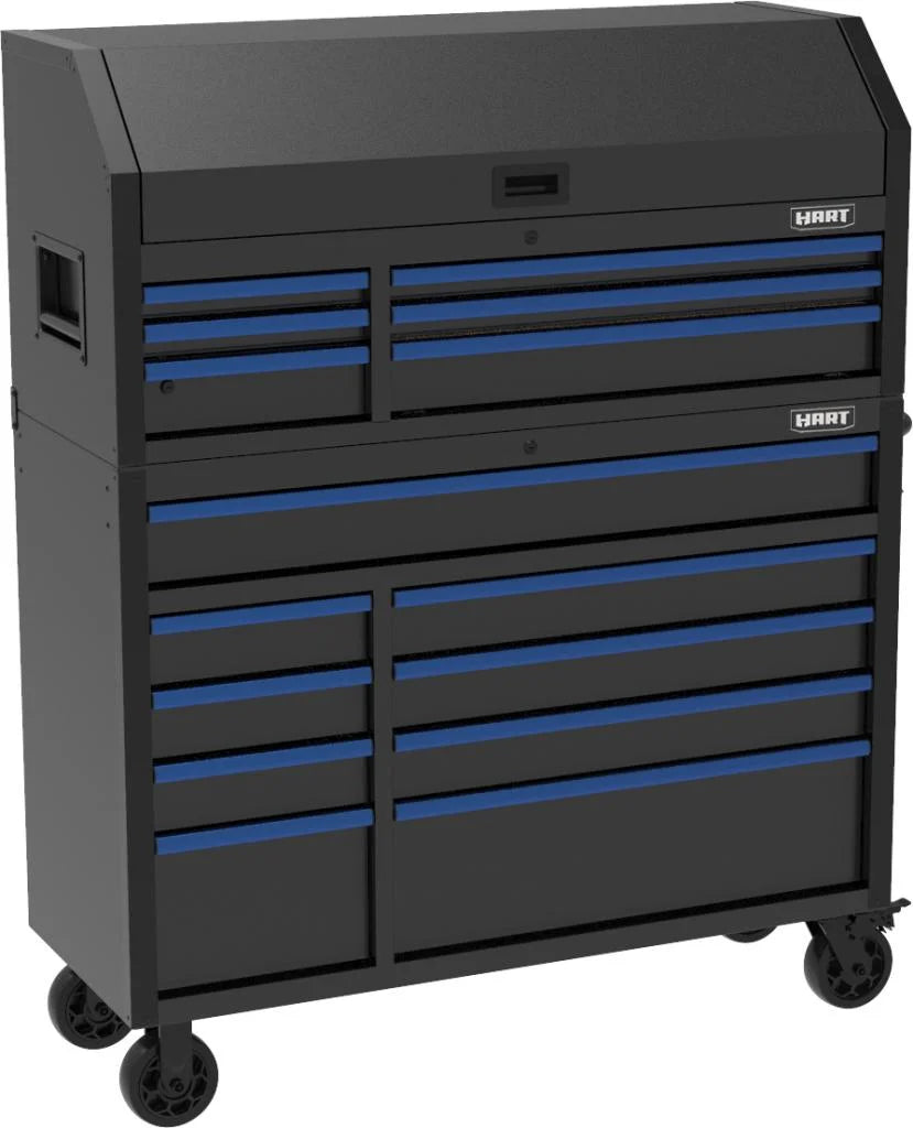 HART 52-Inch 9-Drawer Heavy-Duty Steel Tool Cabinet, Locking Rolling Garage Storage