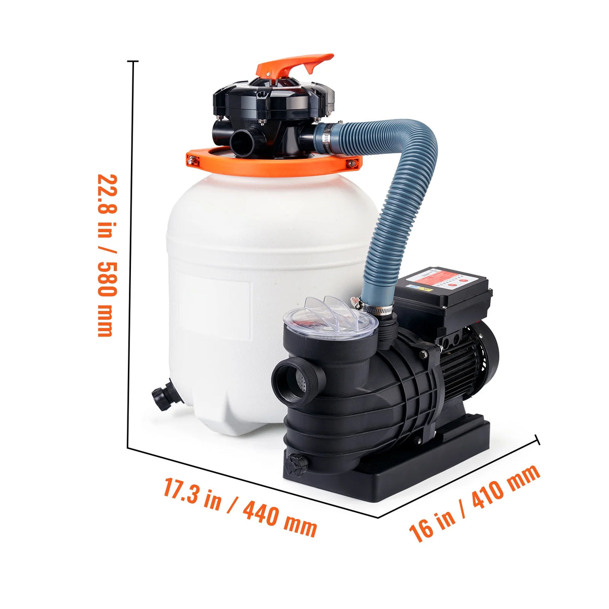KFFKFF 12" Sand Filter Pump, 3000 GPH with 1/2 HP Pool Pump for Above Ground Pools & SPA System, 110V Swimming Pool Pump with Filter Basket, 6-Way Multi-Port Valve & Timing function