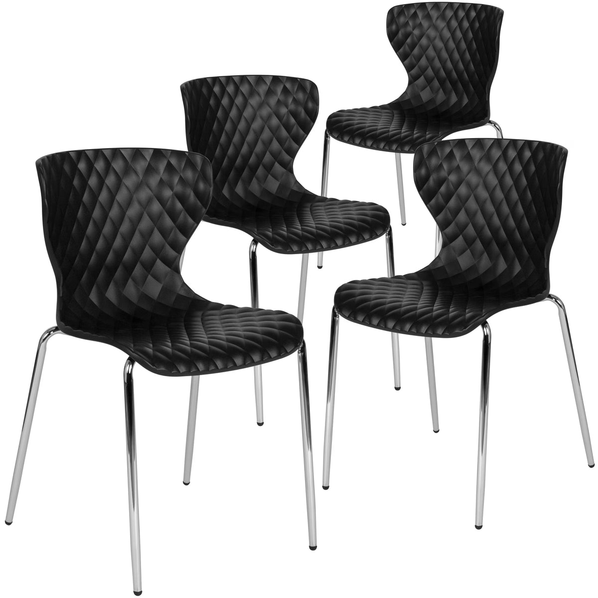 Flash Furniture 4 Pack Lowell Contemporary Design Orange Plastic Stack Chair