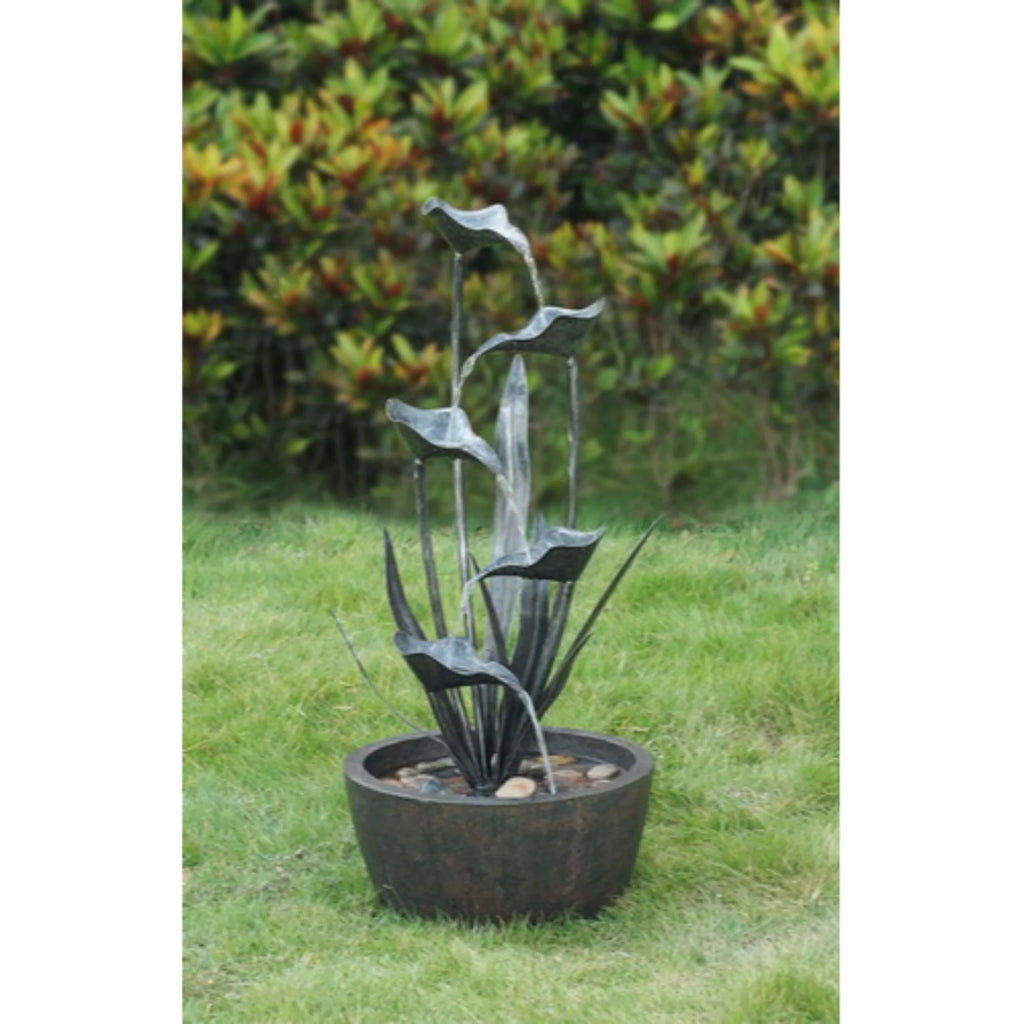 Hi-Line Gifts 35.5" Gray and Brown Outdoor Garden Plant Fountain
