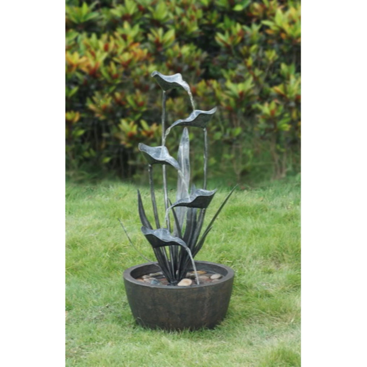 Hi-Line Gifts 35.5" Gray and Brown Outdoor Garden Plant Fountain