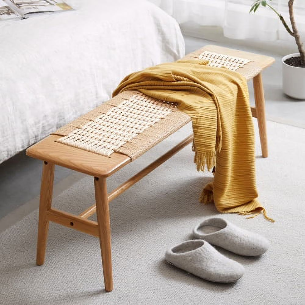Dining Benches, Natural Oak Wood Bench, Entryway Bench Bed Bench for Kitchen, Dining Room, Living Room, Walnut