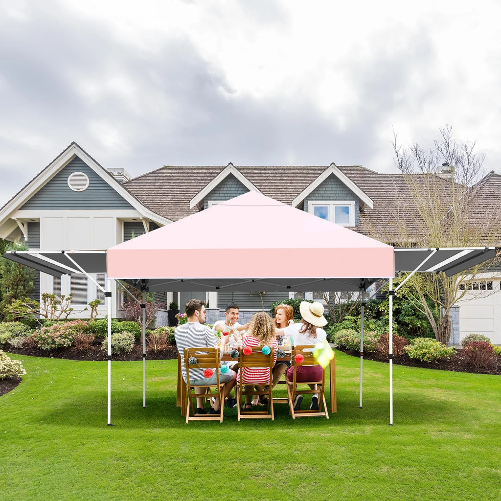 Patiojoy 10x17ft Pop up Canopy  3 Height Adjustment Folding Tent with Roller Bag White