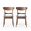 GDF Studio Isador Mid Century Modern Fabric Upholstered Wood Dining Chairs, Set of 2, Dark Gray and Walnut
