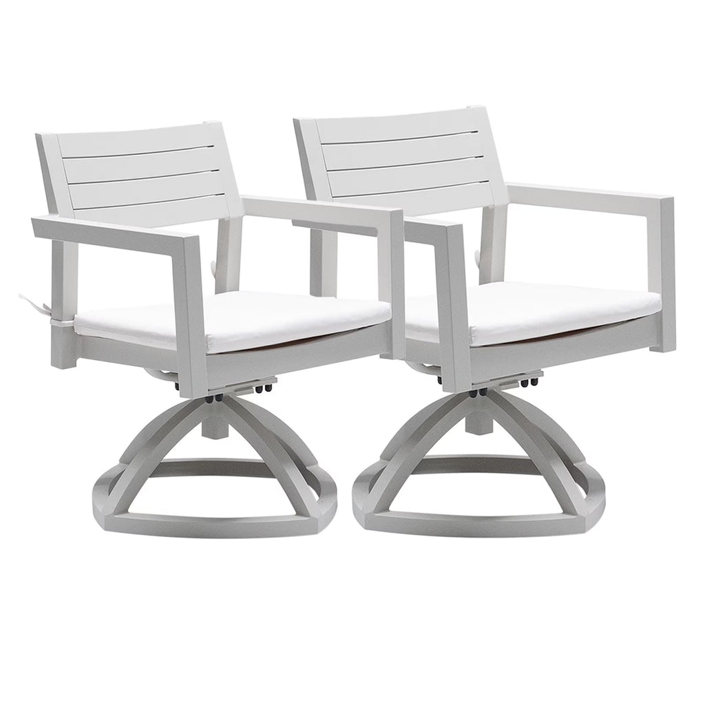 Outdoor Patio K/D Aluminum Stationary Dining Chairs 2PCS with Outdoor-grade Sunbrella Fabric Cushions, Branch-Like Backrest ,FSC-Certified Wood Armrests, Bourbon Brown