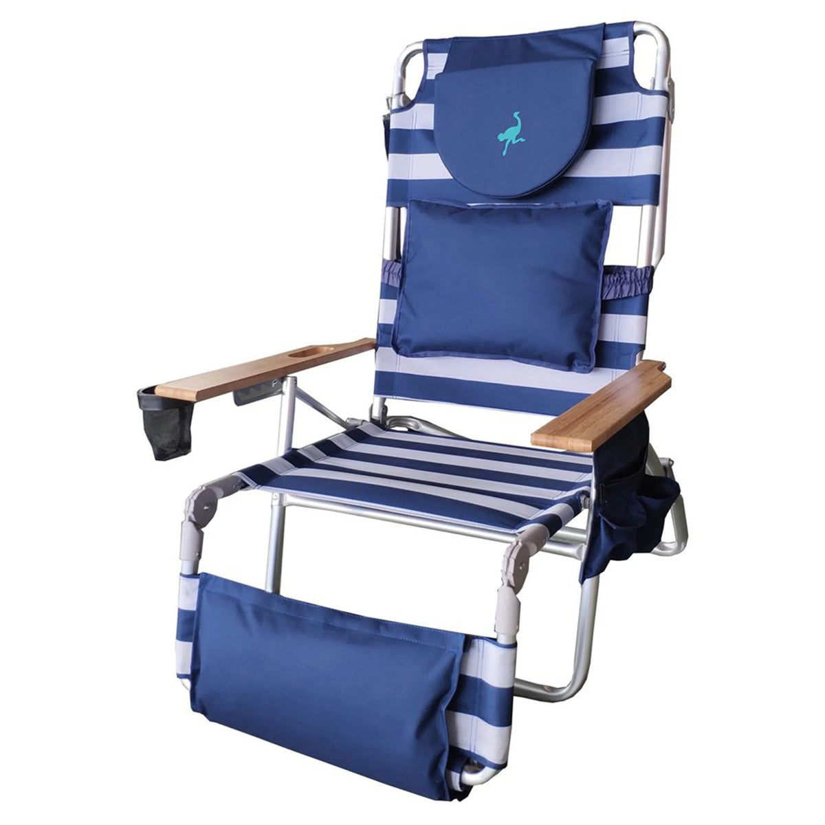 Ostrich Deluxe 3N1 Lightweight Outdoor Beach Lounge Chair w/Footrest, Pink