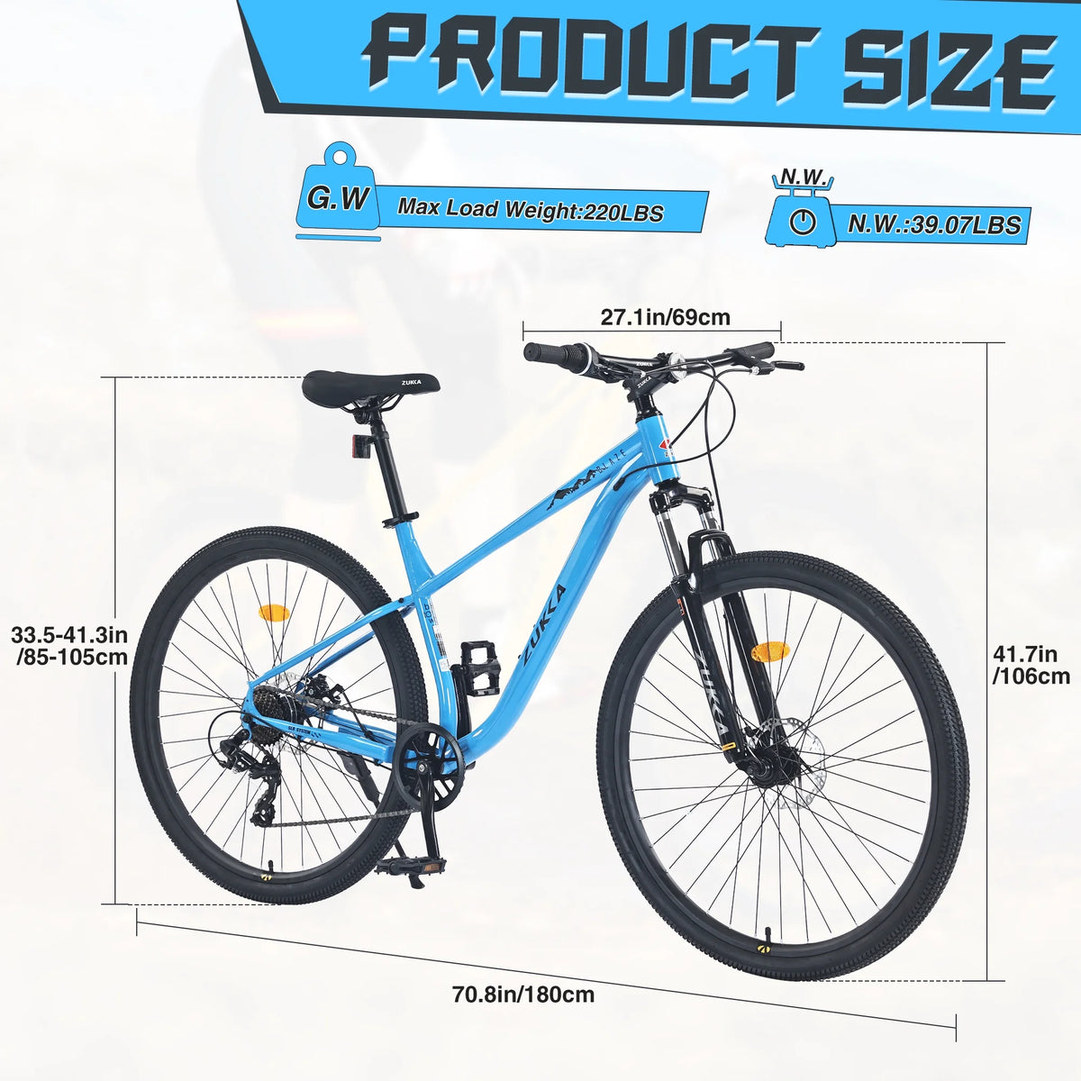 29" Mountain Bike 8 Speed Steel Frame City Bicycle with Front Suspension for Men Women, Gray