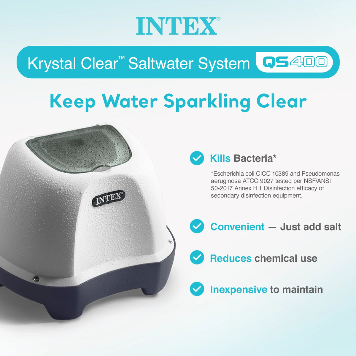 Intex 26661EG Krystal Clear Pool Small and Sleek Saltwater System, 110-120V