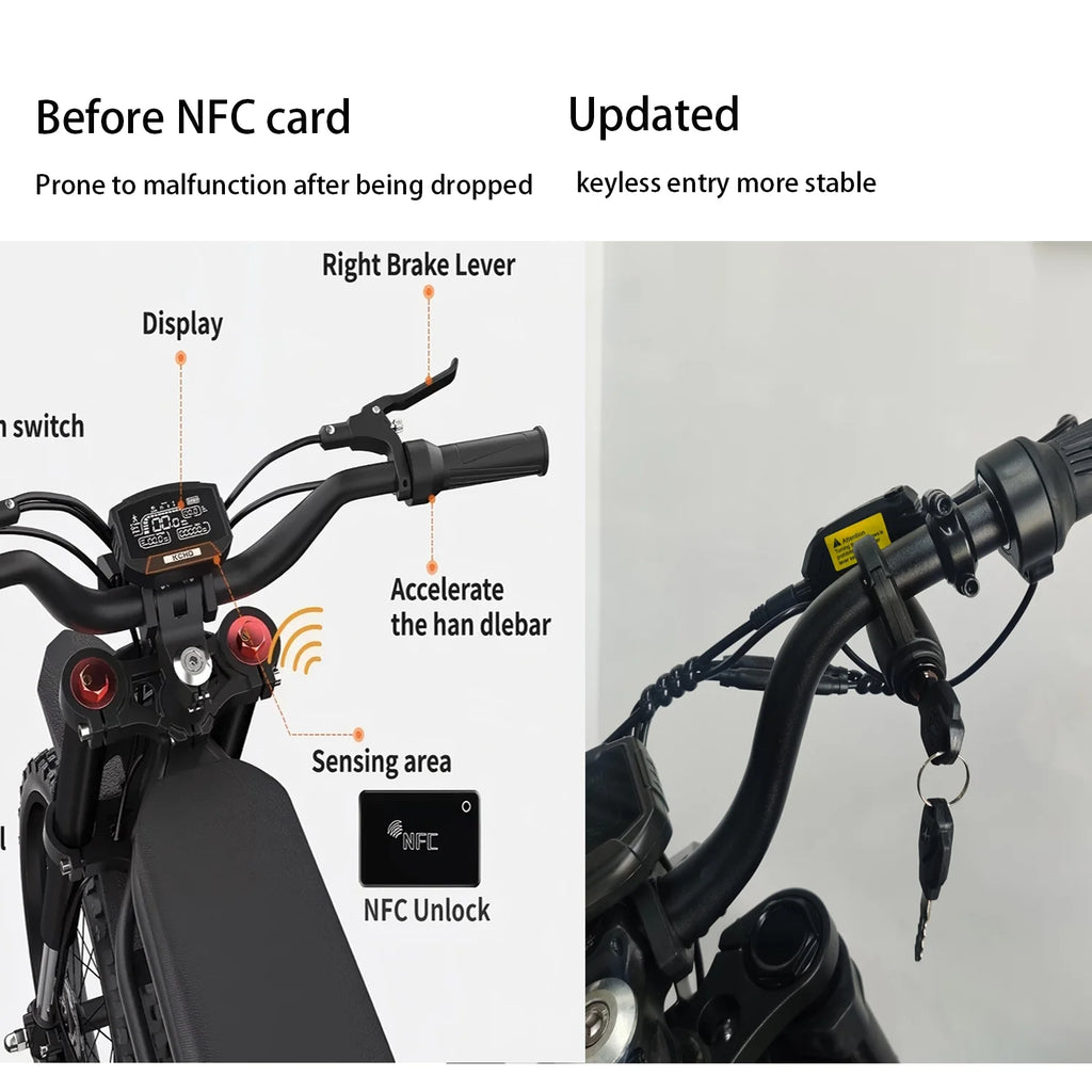 Ridingtimes GT73 Electric Motorbike  2400W 48V 18.2AH*2 Electric BIKE with 25" tires digital screen Carbon Steel,BLACK