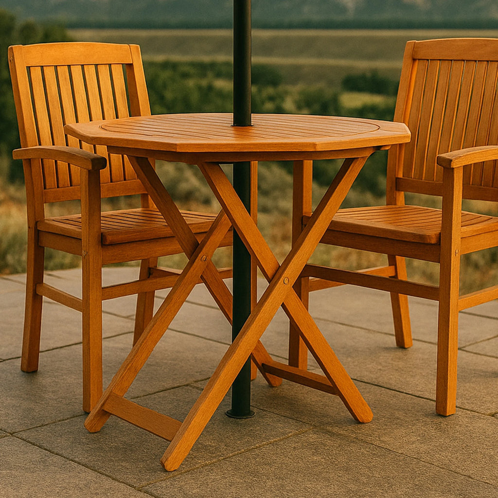 Sunnydaze 35.5" Meranti Folding Octagon Outdoor Dining Table