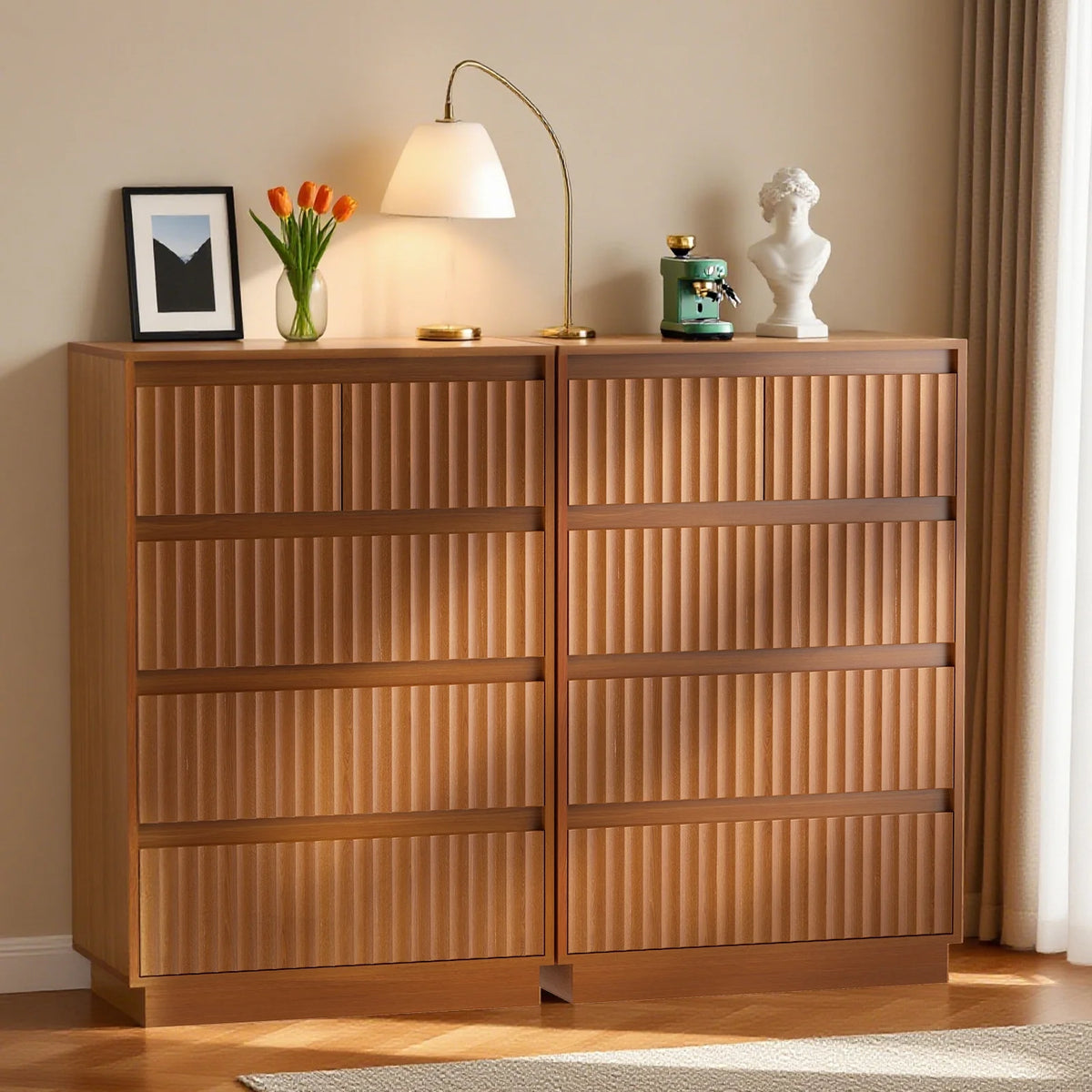 Wood Dresser, 6 Drawer Dresser for Bedroom, Modern Chest of Drawers with Deep Drawers Waterproof Living Room, Hallway, Entryway