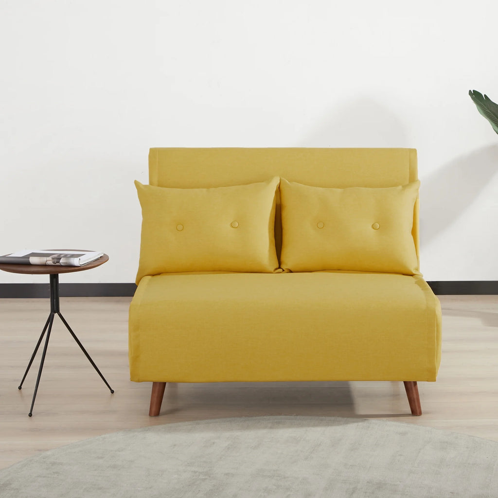 A&D Home Haru 40" Convertible Futon Chair, Linen Beige