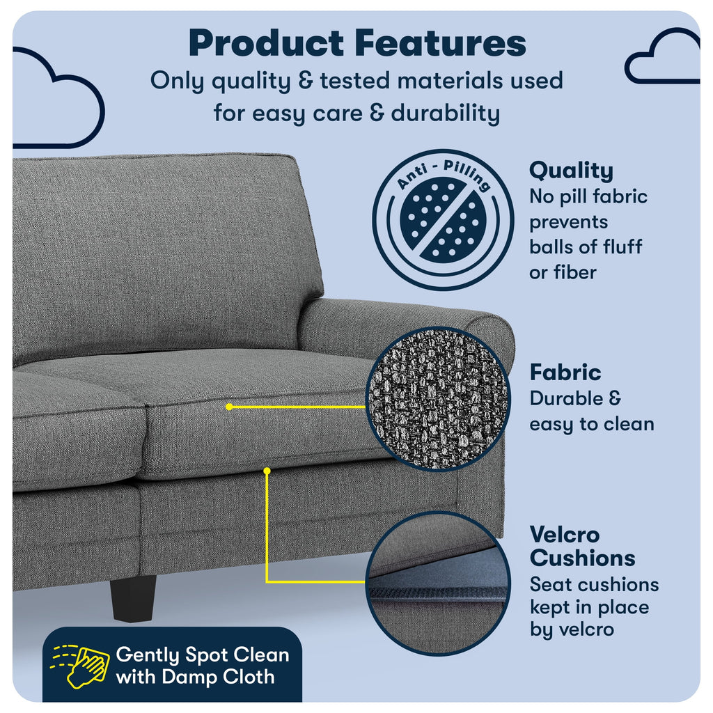 Serta Copenhagen 78" Rolled Arm Sofa with Removable Covers Dark Brown