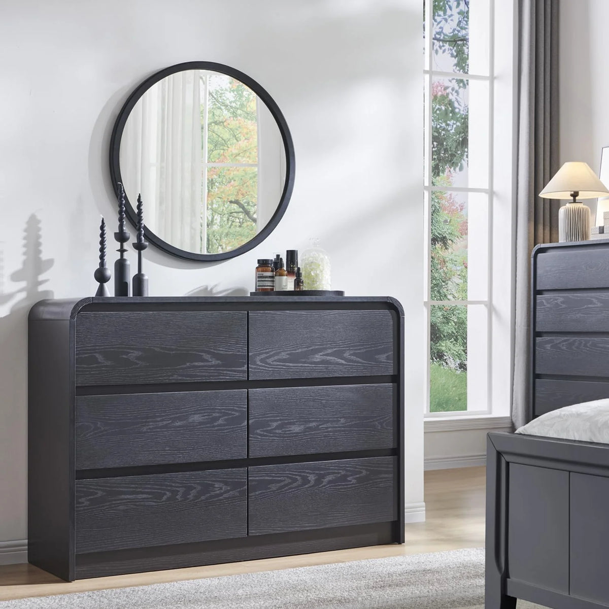MIHOVER Modern 5 Drawer Vertical Dresser - 45'' Wood Storage Cabinet with Assembly, Chest of Drawers for Bedroom & Living Room