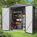 Aiho 6 x 4 FT Outdoor Storage Shed on Clearance with Metal Base  Frame and Double Lockable Doors for Garden, Patio- Grey