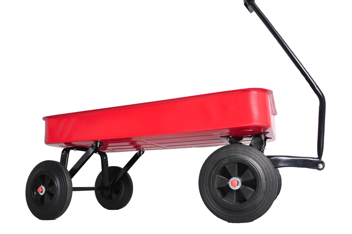 Collapsible Folding Wagon, Push Pull Foldable Beach Wagon Cart with All-Terrain Wheels, Heavy Duty Utility Grocery Wagon for Outdoor Camping Garden Sport Shopping,Pink