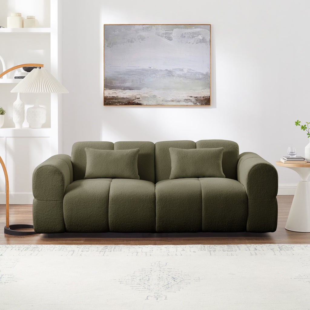 FREEHOMAE 80" Oversized Boucle Sofa Couch,Modern Loveseat,Deep Seat Love Seat,Mid Century Modern Sofa,Cloud Couch for Living Room,Apartment,Office,and Lounge,Black