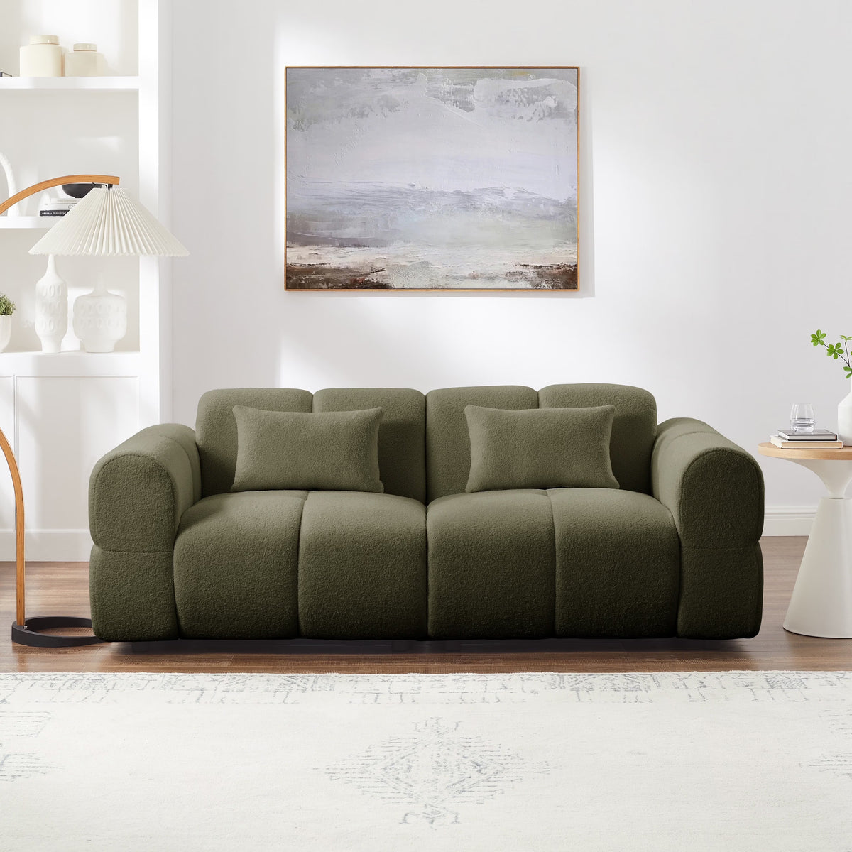FREEHOMAE 80" Oversized Boucle Sofa Couch,Modern Loveseat,Deep Seat Love Seat,Mid Century Modern Sofa,Cloud Couch for Living Room,Apartment,Office,and Lounge,Black