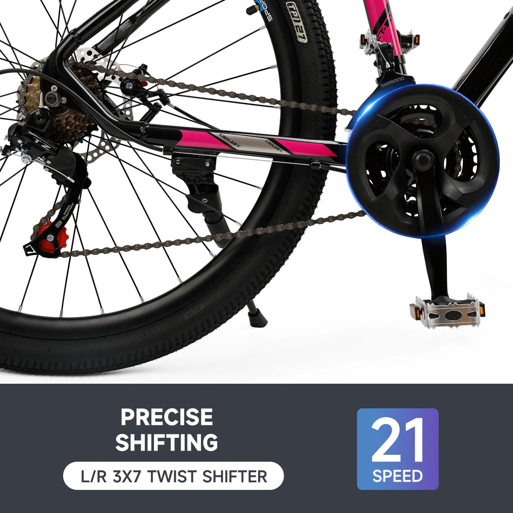 ARTUDATECH 27.5 Inch Mountain Bike, Shimano 21 Speed,  Dual Disc Brake Bike for Men Womens Adult, Full Suspension Bicycle