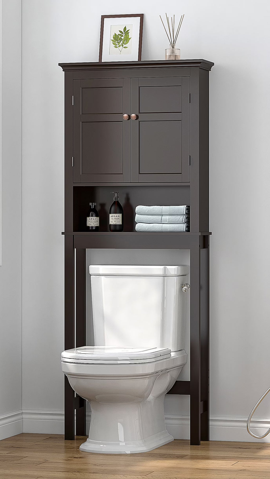 UTEX Bathroom Storage Over The Toilet, Bathroom Cabinet Organizer with Adjustable Shelves, Bathroom Space Saver for Bathroom, White