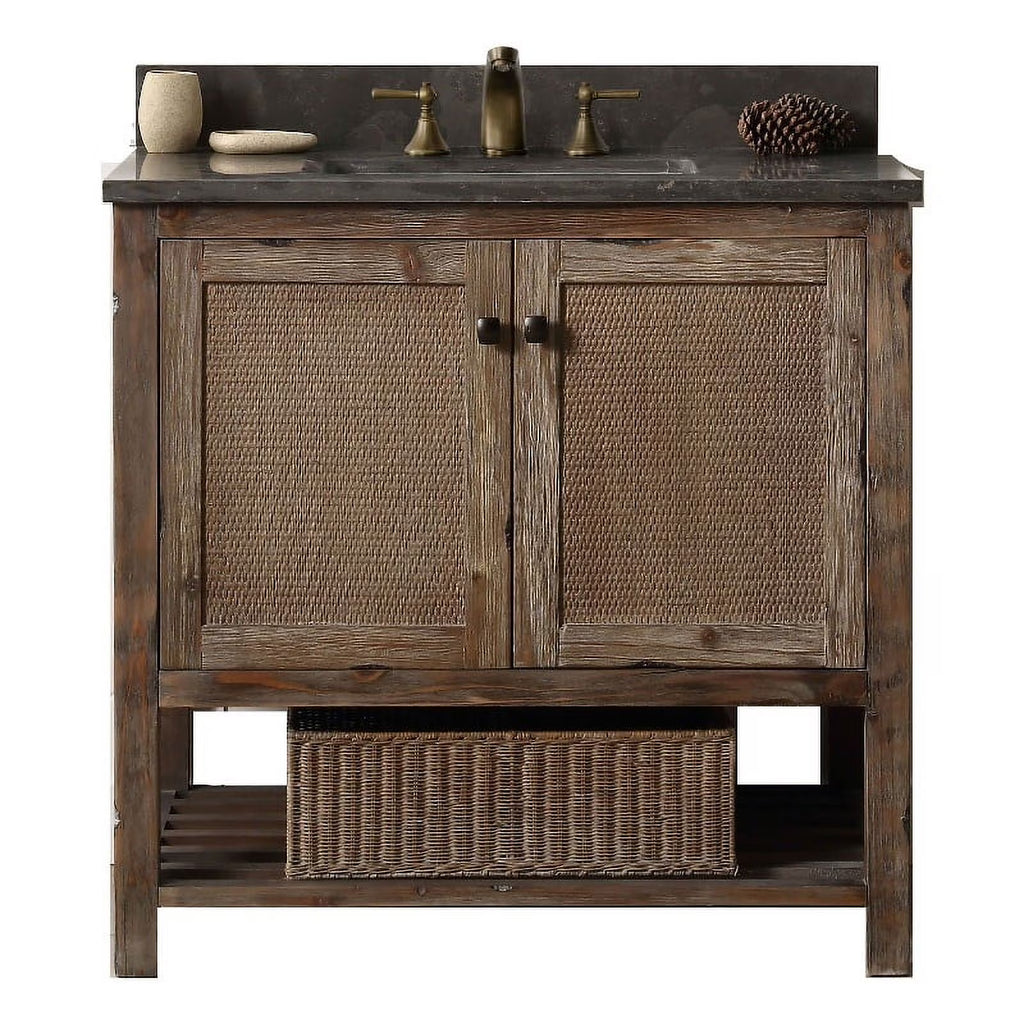 Legion Furniture 36" Fir Wood Sink Vanity with Moon Stone Top in Brown
