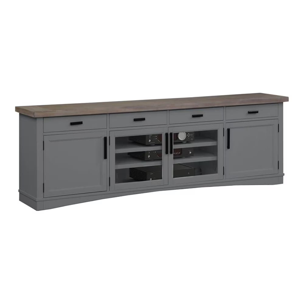 Bowery Hill Americana Wood Modern - Cotton 92" TV Console in White