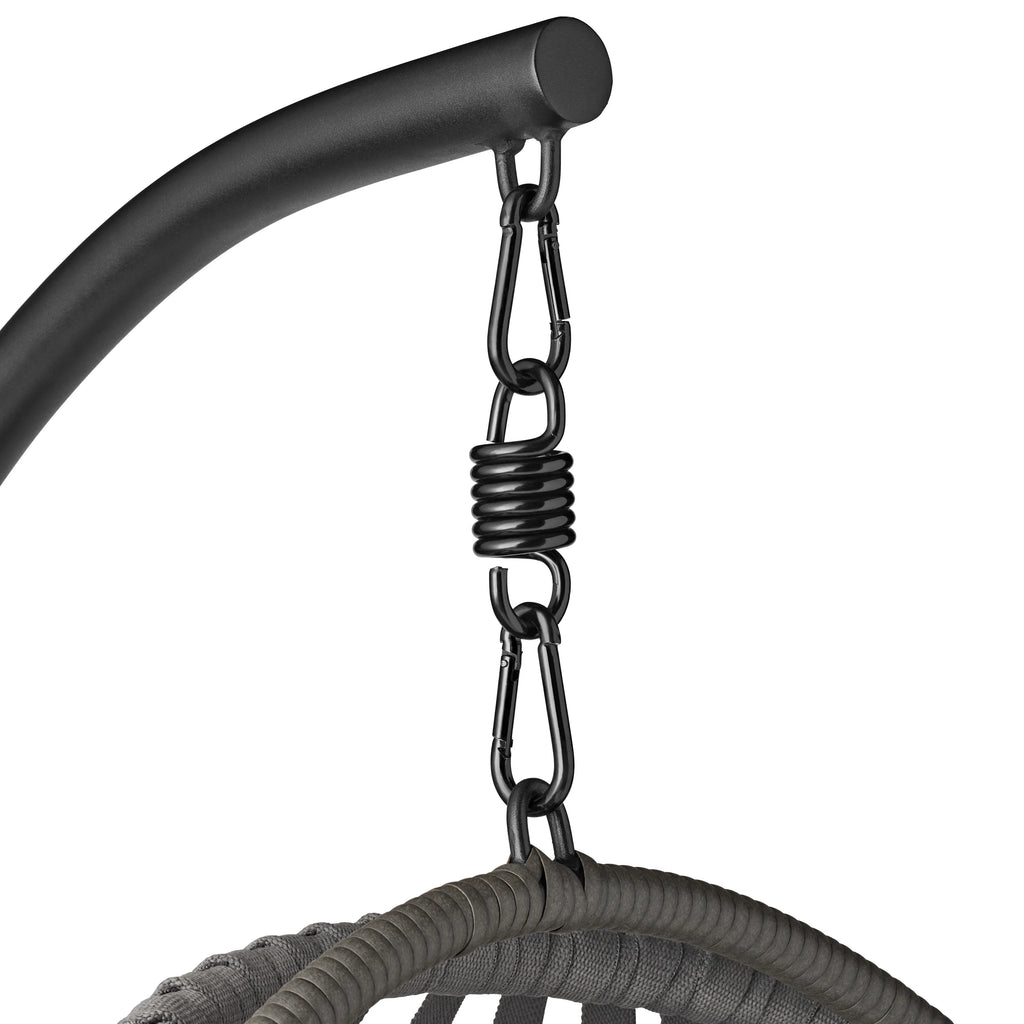 Mainstays Adult Metal Egg Hanging Chair with Beige Olefin Cushion, Black