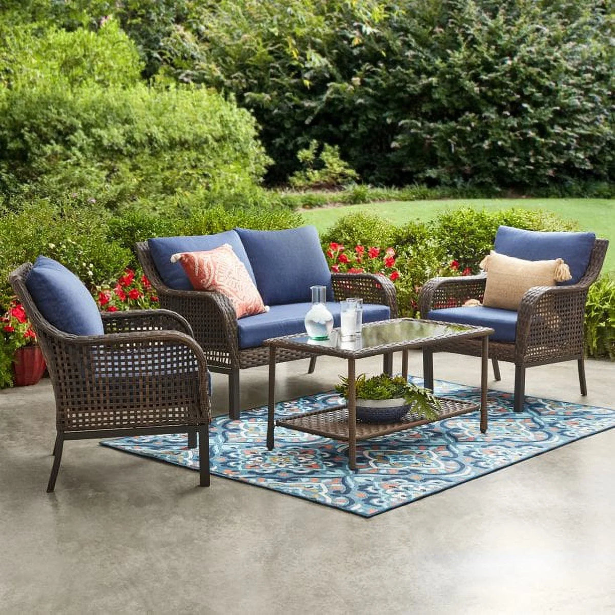 Mainstays Tuscany Ridge 4-Piece Conversation Set, Red