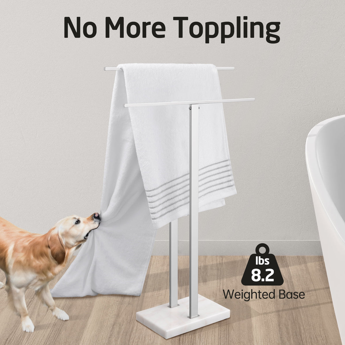 KES Freestanding Towel Rack for Bathroom 2-Tier, Floor Towel Stand with Heavy Marble Base, 18/8 Stainless Steel Brushed, WMBTR003BS