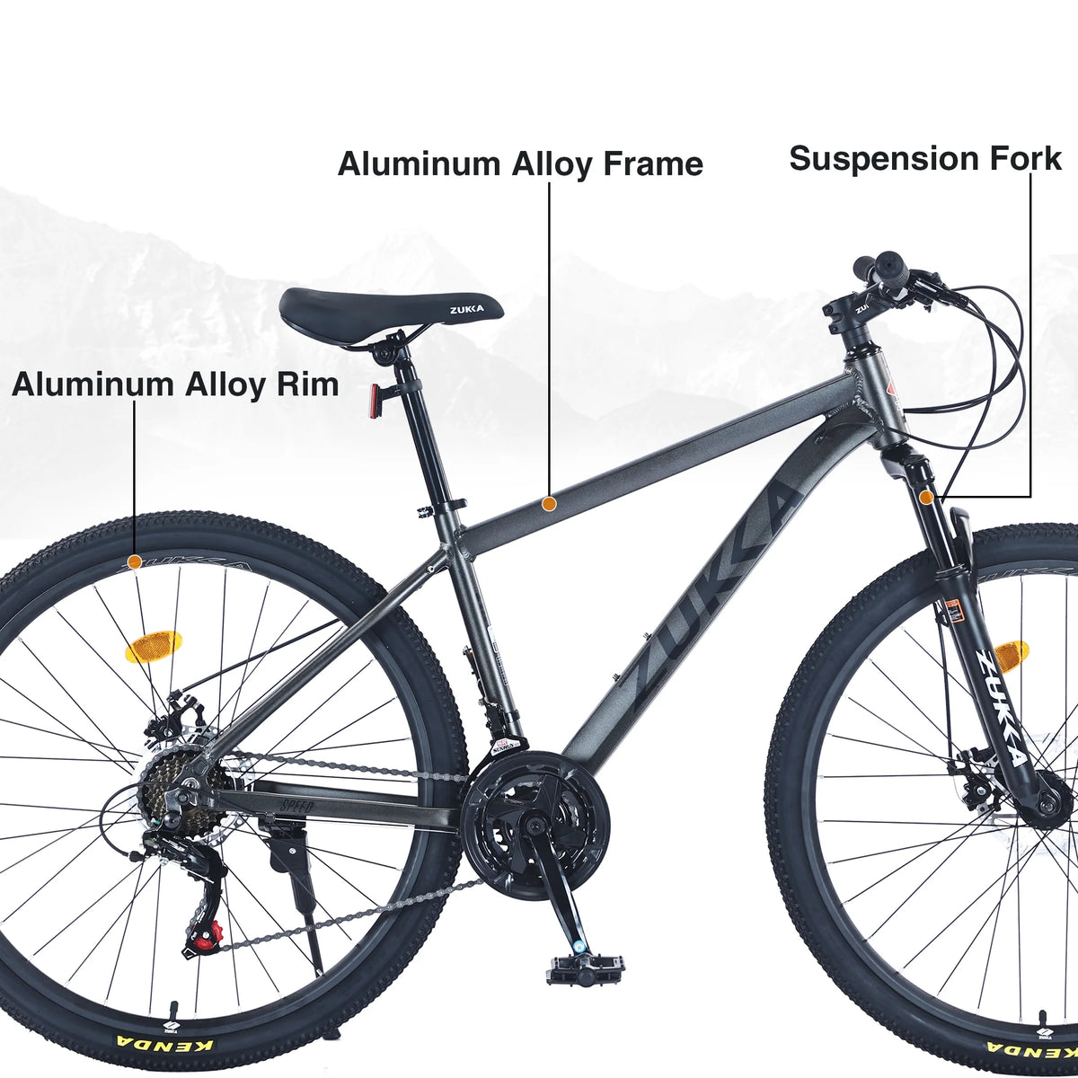 POVANLI  27.5 Inch Mountain Bike Adult Full Shimano 21 Speed Mountain Bike, Dual Disc Brake, Aluminum Frame Disc Brake, Front Suspension, Mountain biking for both men and women, Grey (Gift)