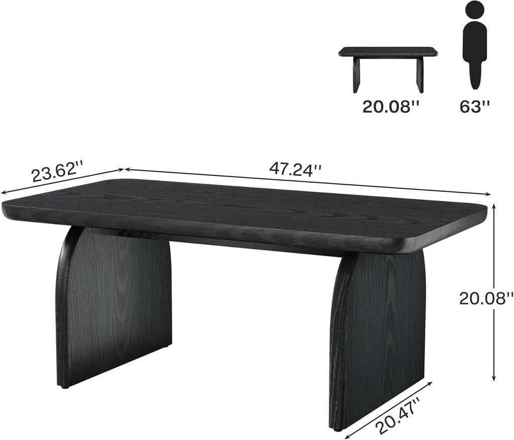 Tribesigns Rectangle Coffee Table, 47-Inch Wood Rectangular Living Room Table