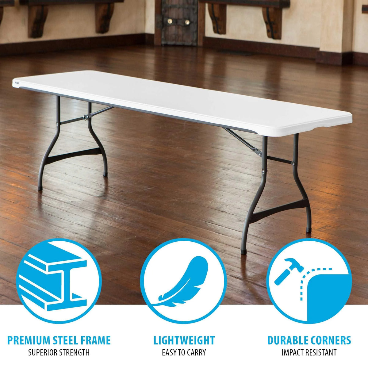 Lifetime 8 ft. Commercial Nesting Rectangle Folding Table for Indoor/Outdoor Use