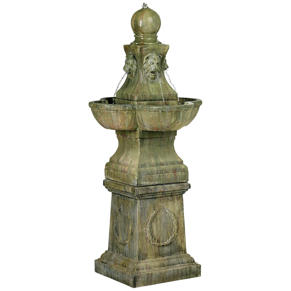 Royal Lion 54" High Large Italian Outdoor Decor Faux Stone Floor Fountain Pedestal Outside Garden Patio Yard