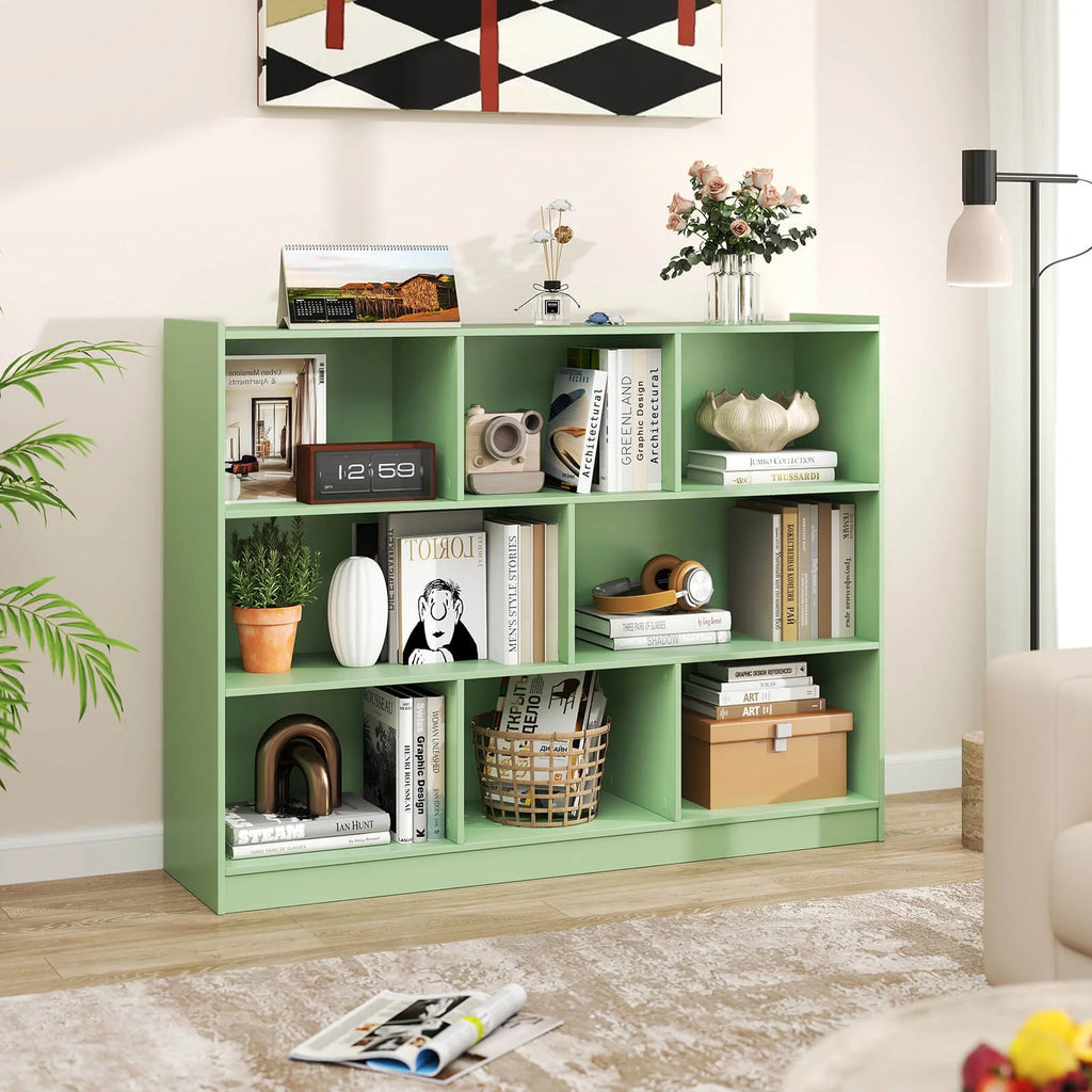 Costway 3-tier Open Bookcase 8-Cube Floor Standing Storage Shelves Display Cabinet White
