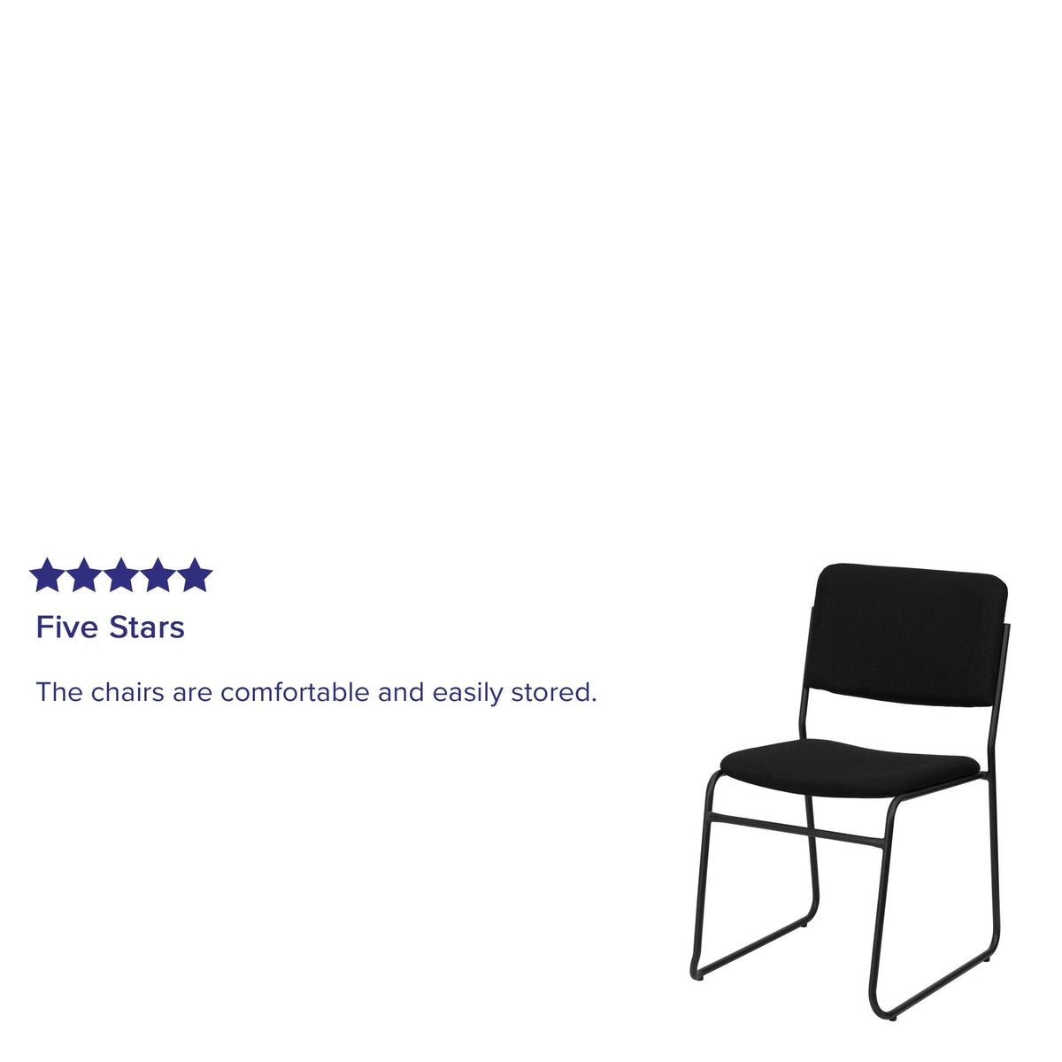 Flash Furniture Hercules Series Adult High-Density Vinyl Sled Base Stack Chairs, Set of 5, Black