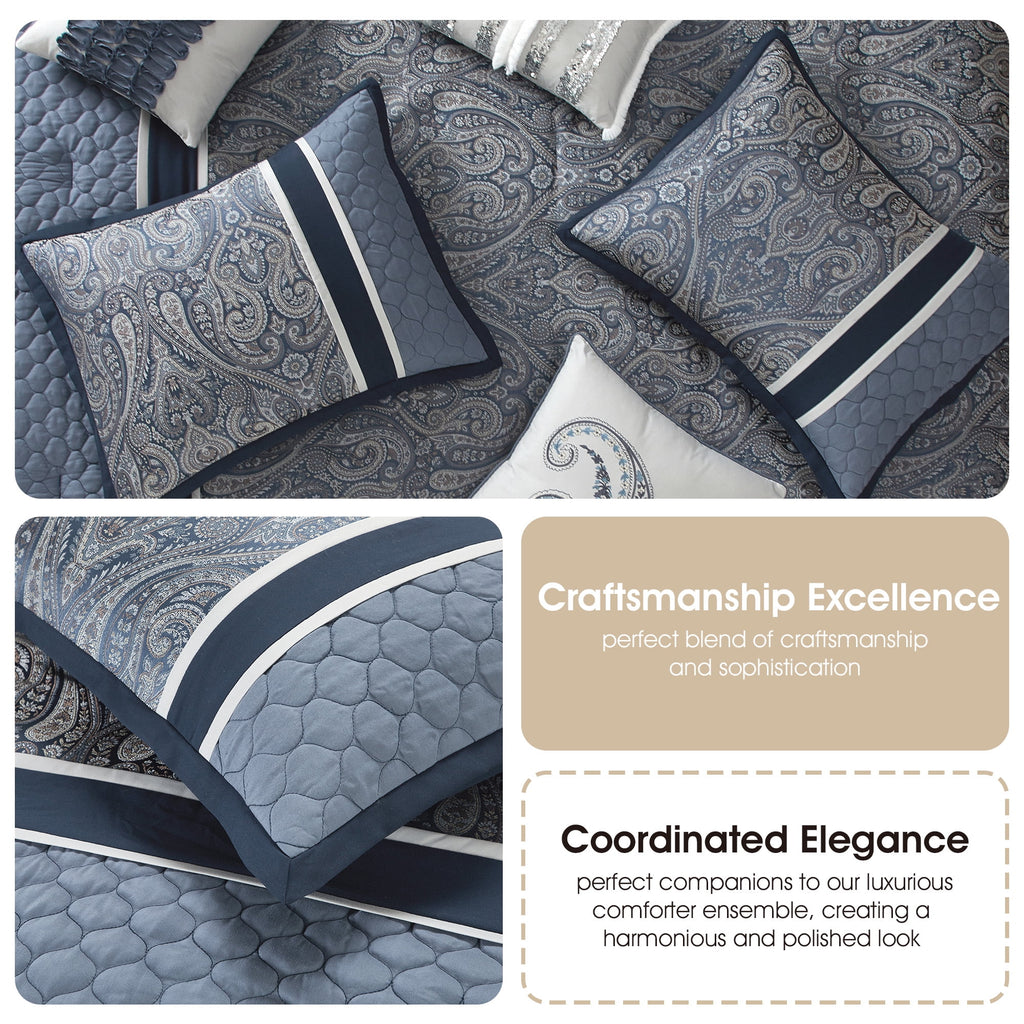 Lanco Smoke Grey Comforter Set California King Size, 9 Piece Jacquard Floral Bedding Set, All Season, Ultra-Soft, Matching Pillows & Shams, Bed Skirt