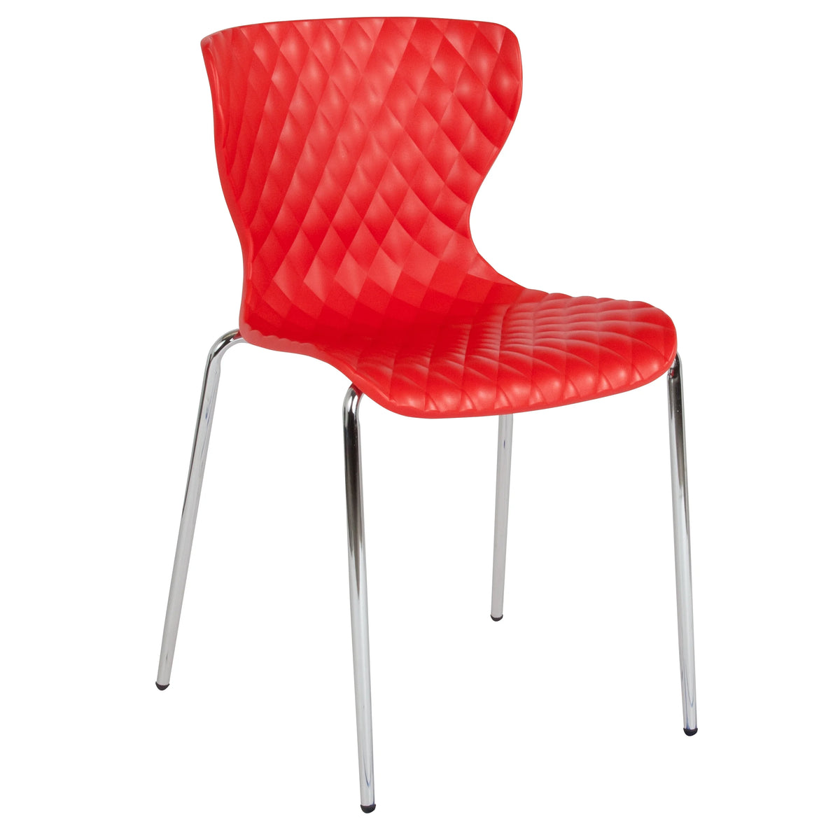 BizChair 4 Pack Contemporary Design Orange Plastic Stack Chair