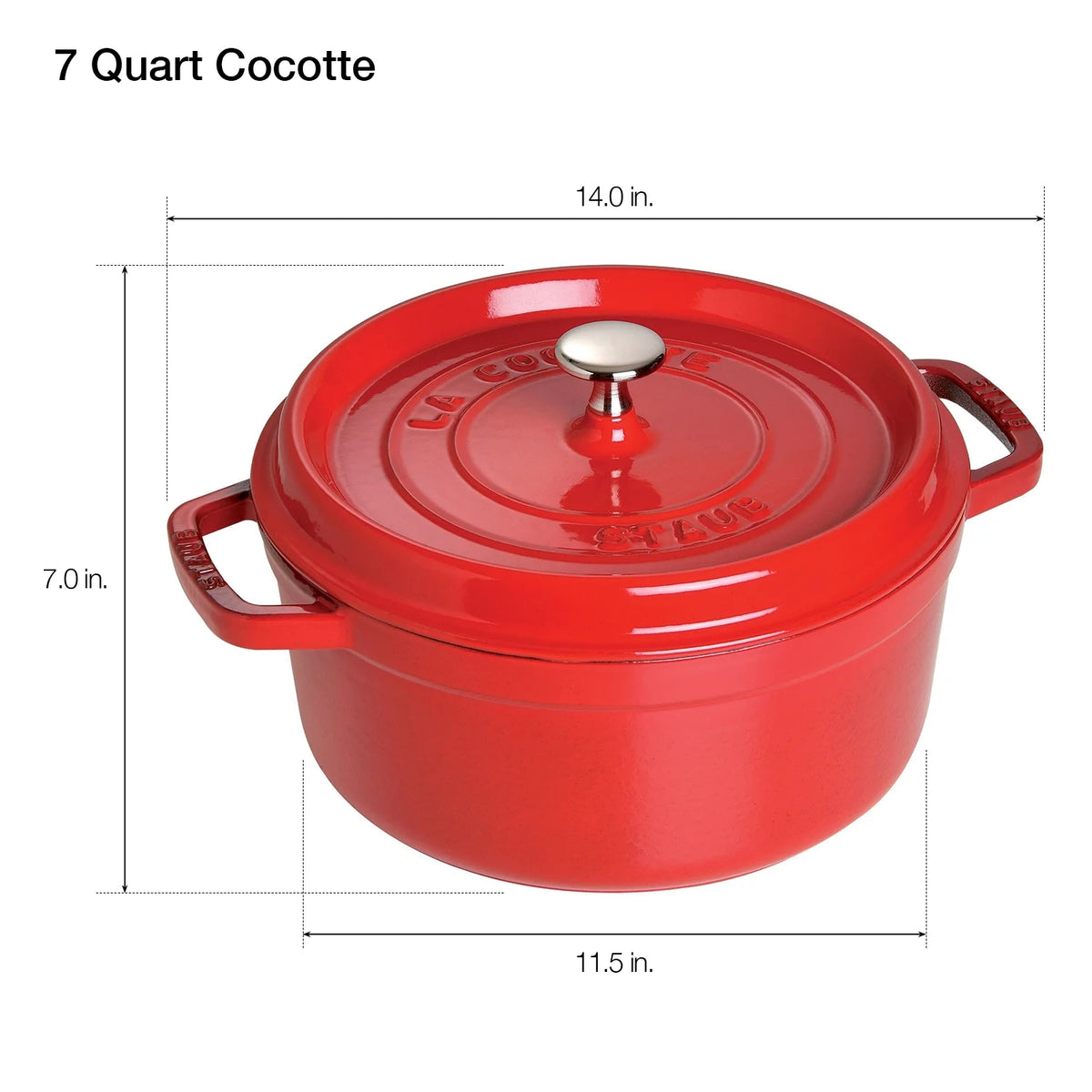Staub Cast Iron 7-qt Round Cocotte - Grenadine