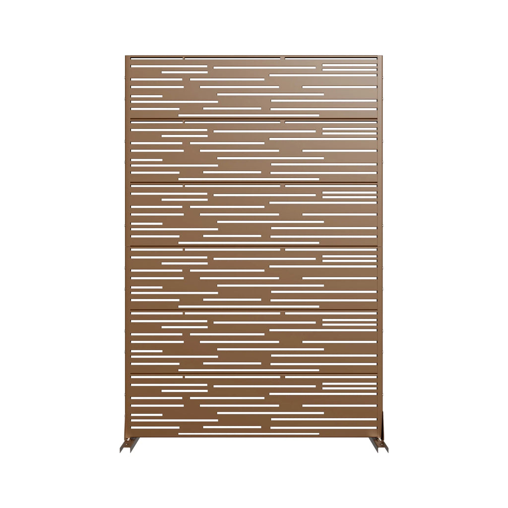 MAYEERTY 72 �� 47in Outdoor Privacy Screen with Stand Metal Balcony Decorative Screen, Black