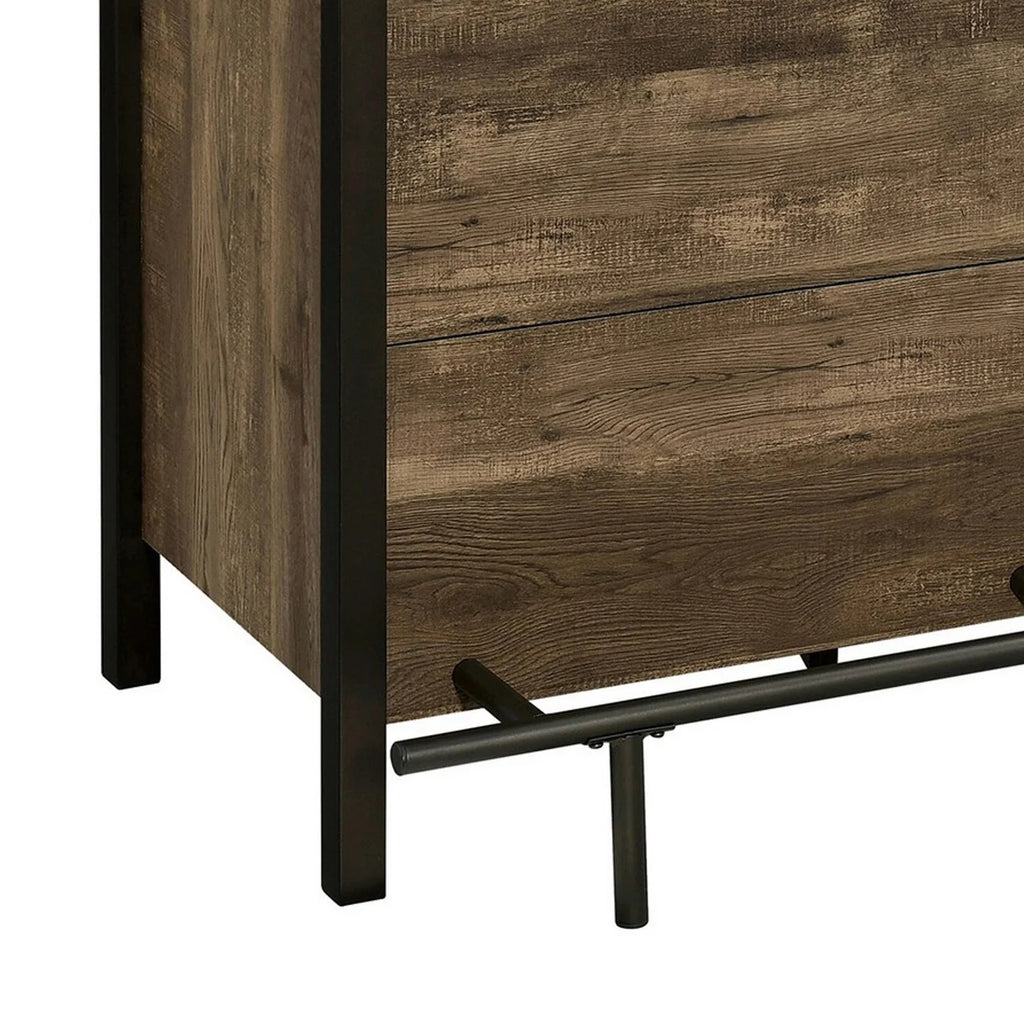71 Inch Rectangular Home Bar Serving Unit Storage Shelves 2 Tiers Brown