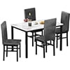 uhomepro 5-Piece Dining Room Table Set for 4 Person, Elegant Dining Table Set, Home Kitchen Table with 4 PU Leather Chairs and Metal Dining Room Modern Furniture