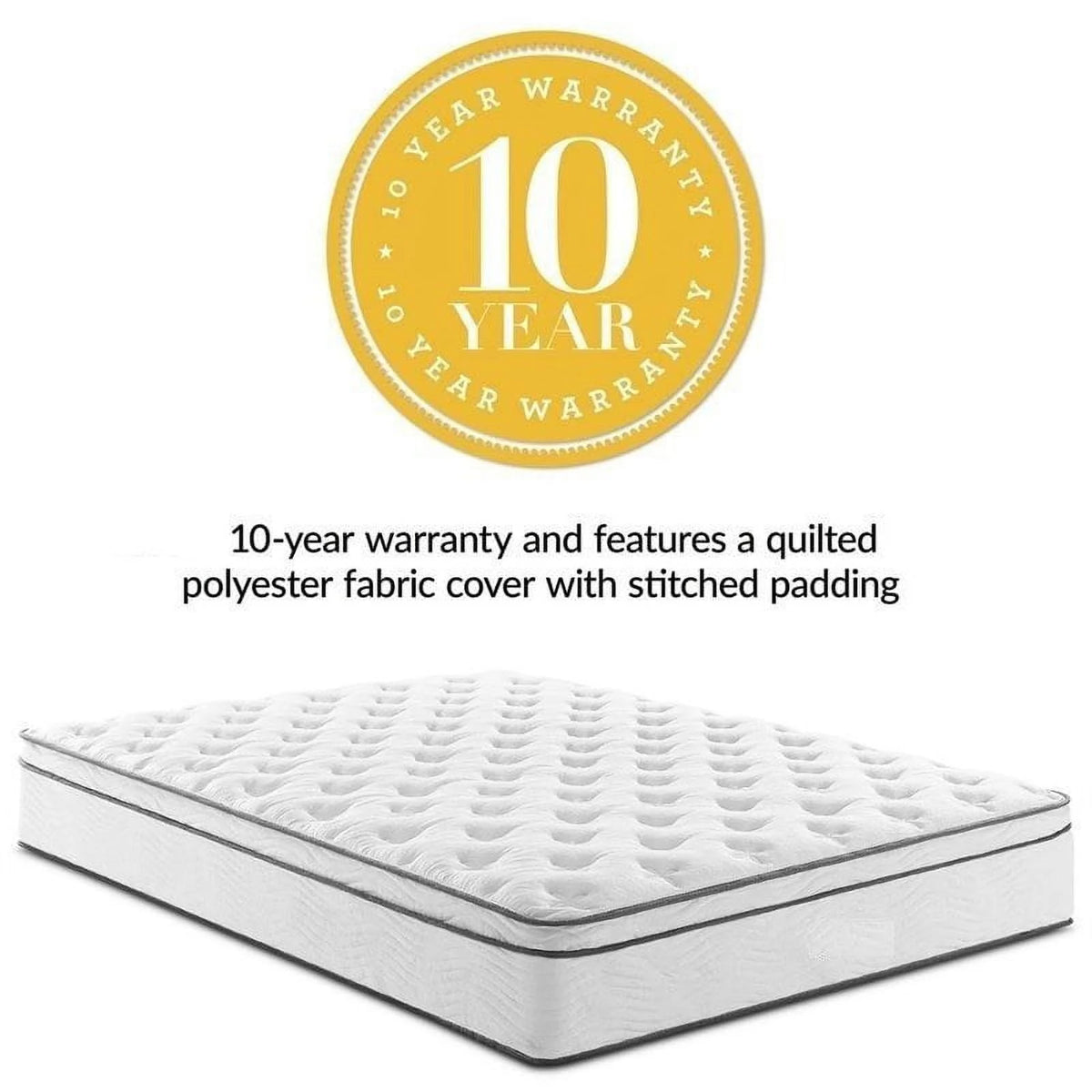 Allora 14" Twin Quilted Innerspring Mattress in White