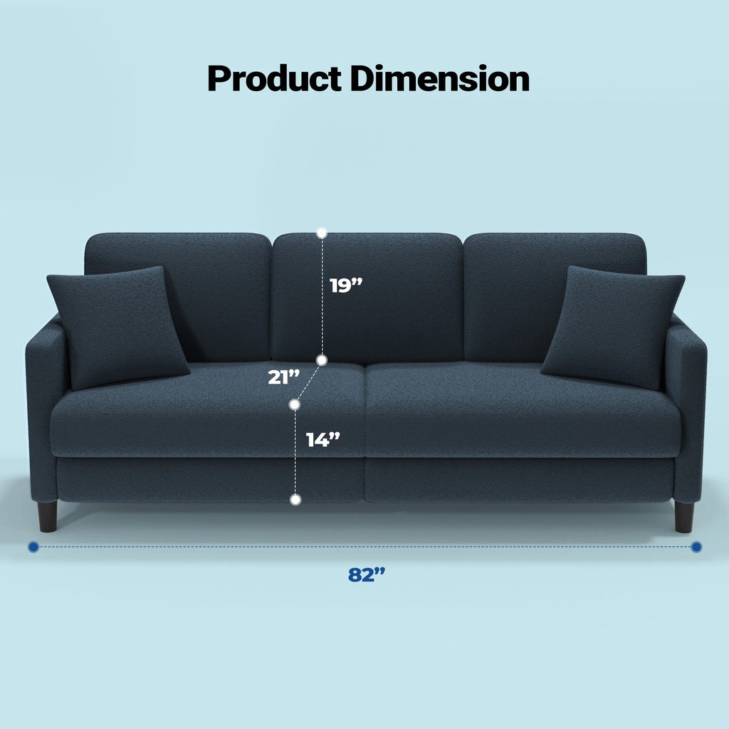Domusensus Sofas for Living Room, 82" Loveseat Sofa, Couches for Living Room Included 2 Pillows, Teddy Fleece Love Seat Couches, Small Couch, Blue