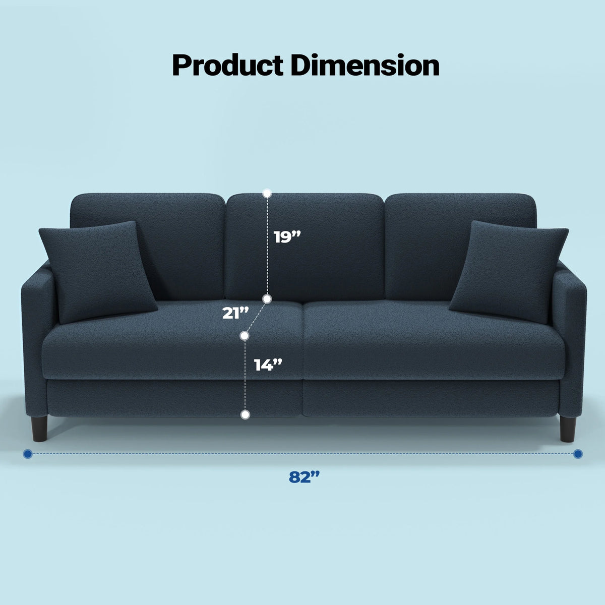 Domusensus Sofas for Living Room, 82" Loveseat Sofa, Couches for Living Room Included 2 Pillows, Teddy Fleece Love Seat Couches, Small Couch, Blue