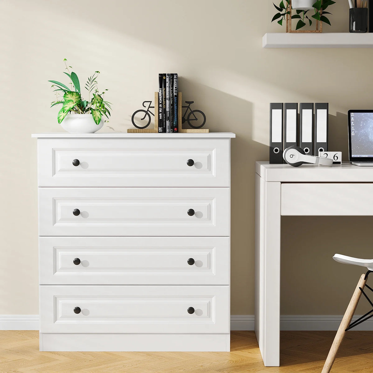 IDEALSOUL Dresser, Black Dresser Tall dresser with Large Storage Space, 4 Drawer Dresser for Bedroom, Hallway, Entryway