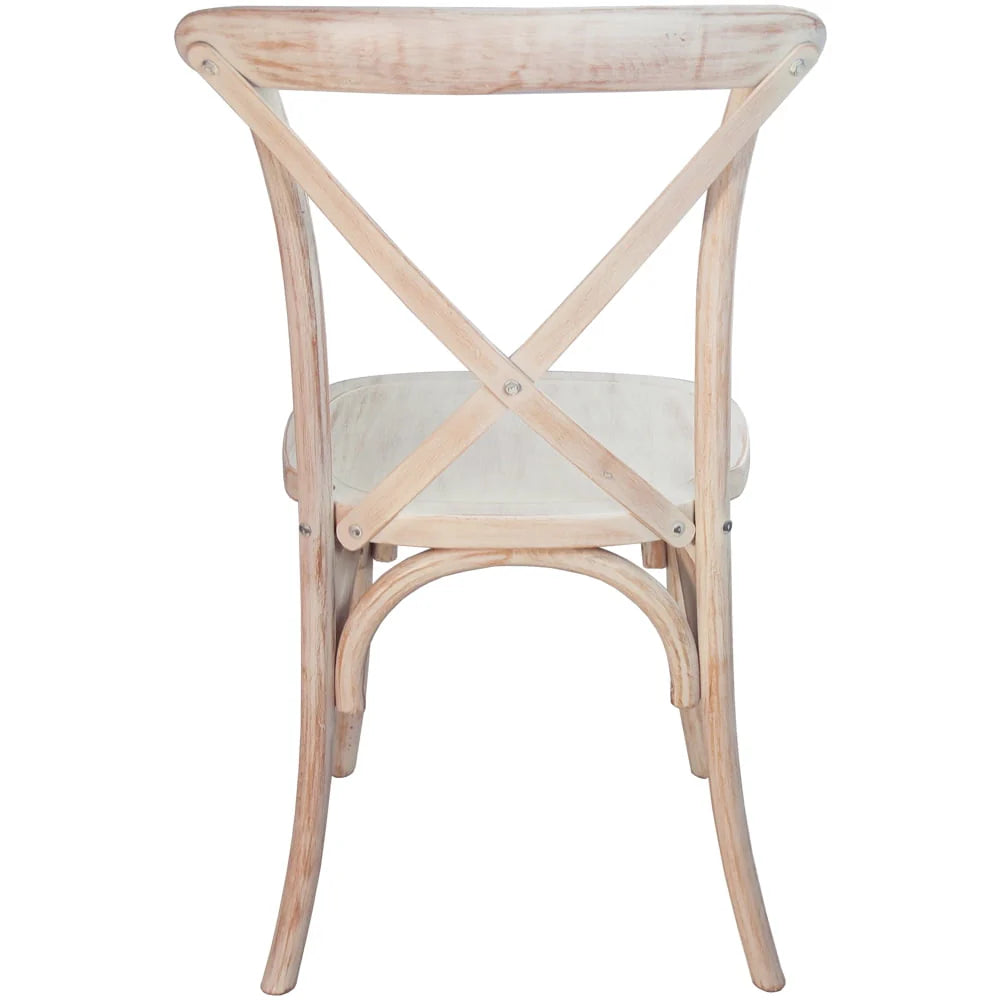 Merrick Lane X-Back Bistro Style Wooden High Back Dining Chair in Lime Wash, Wood